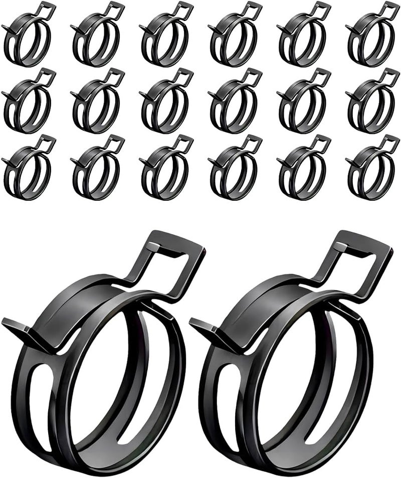 Wevdn 20PCS 3/8" ID Spring Band Type Clamps, 10mm Manganese Steel Fuel Line Pipe Spring Hose Clip, Low Pressure Air Clip Vacuum Hose Water Pipe Silicone Tube Clamps Fasteners - Image 1